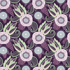 Aufkleber - Seamless floral pattern
