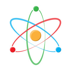 Atom symbol on a white background.
