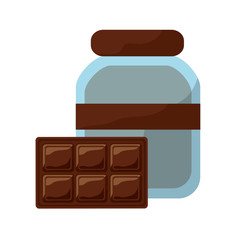 Sticker - chocolate cocoa bottle and bar food vector illustration