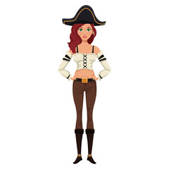 Wall Mural - Beautiful woman pirate cartoon icon vector illustration graphic design