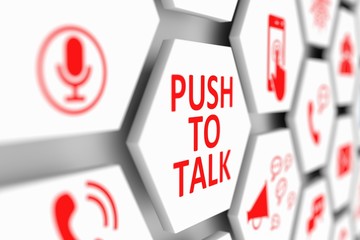 Poster - Push to talk concept cell blurred background 3d illustration