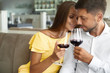 © puhhha - Couple In Love Drinking Wine In Restaurant.