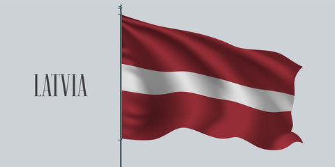 Wall Mural - Latvia waving flag on flagpole vector illustration