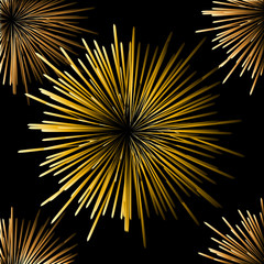 Wall Mural - Fireworks on a black background Seamless