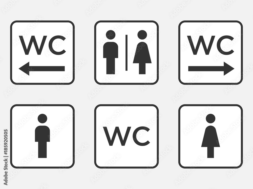 wc symbol. vector toilet icon. men and women wc sign Stock Vector 