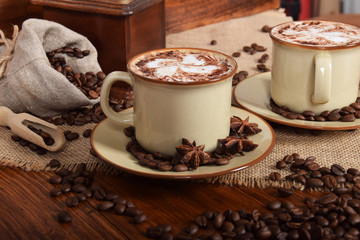 Wall Mural - coffee with milk foam and chocolate