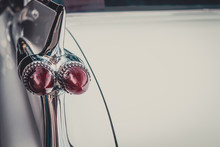 Details Of A Classic American Car. Conceptual Photo With Vintage Retro Colors.