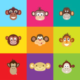 Fototapeta Pokój dzieciecy - Set of funny cute monkey. Template for style design.