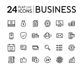 Set of line flat icons for business. Business icons collection. Collection modern infographic logo and pictogram