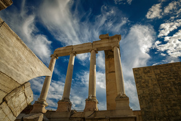 epic shot of the roman theater of plovdiv, bulgaria, one of the worlds best-preserved theatres again