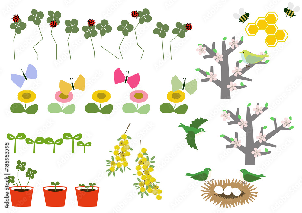 Fototapeta 春のイラスト素材 春のイメージ素材 カレンダーのクリップアート Las Fototapety Ecowall24 Pl