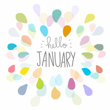 Hello January Word And Colorful Frame Vector Illustration