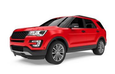 Red SUV Car Isolated