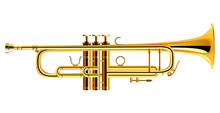 Brass Trumpet Icon. Philharmonic Orchestra Isolated. Vector Illustration