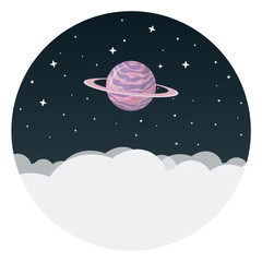 Wall Mural - Planet mit Wolken Flat Design