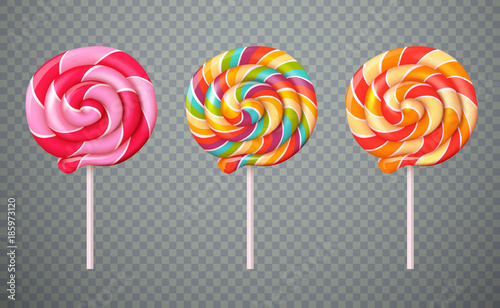 Photographie Realistic Lollipops Transparent Background Set