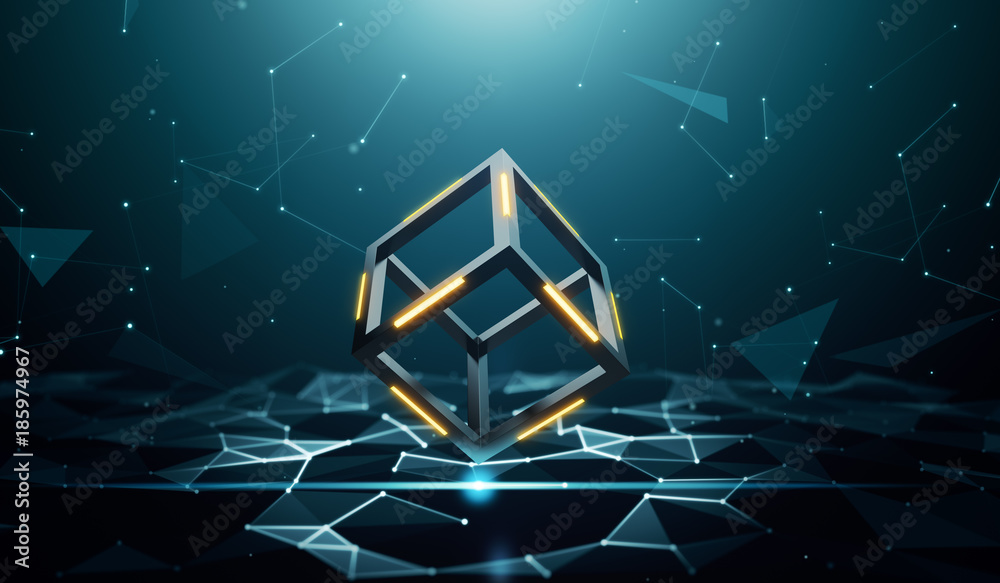 Blockchain technology with abstract background