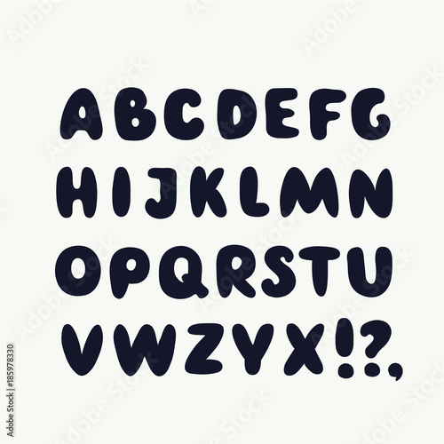 vector font creative big thick fat white letters isolated on black big bold letters