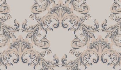 Wall Mural - Vector Baroque ornament pattern background. Vintage decor textures