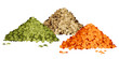 Various types of lentils piles set