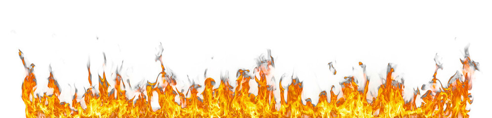 Fire flames isolated on white background.