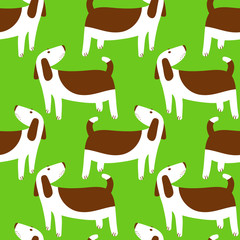 Poster - Cute dogs seamless pattern. Background with pets character in doodle simple style