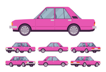 Wall Mural - Pink sedan set