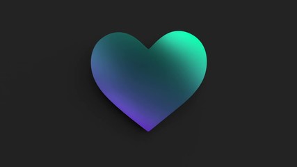 Poster - Abstract 3d rendering of seamless loop heart shape animation with ripples. Love symbol with waves. Modern loopable Valentine's day background design for poster, cover, branding, banner. 4k UHD