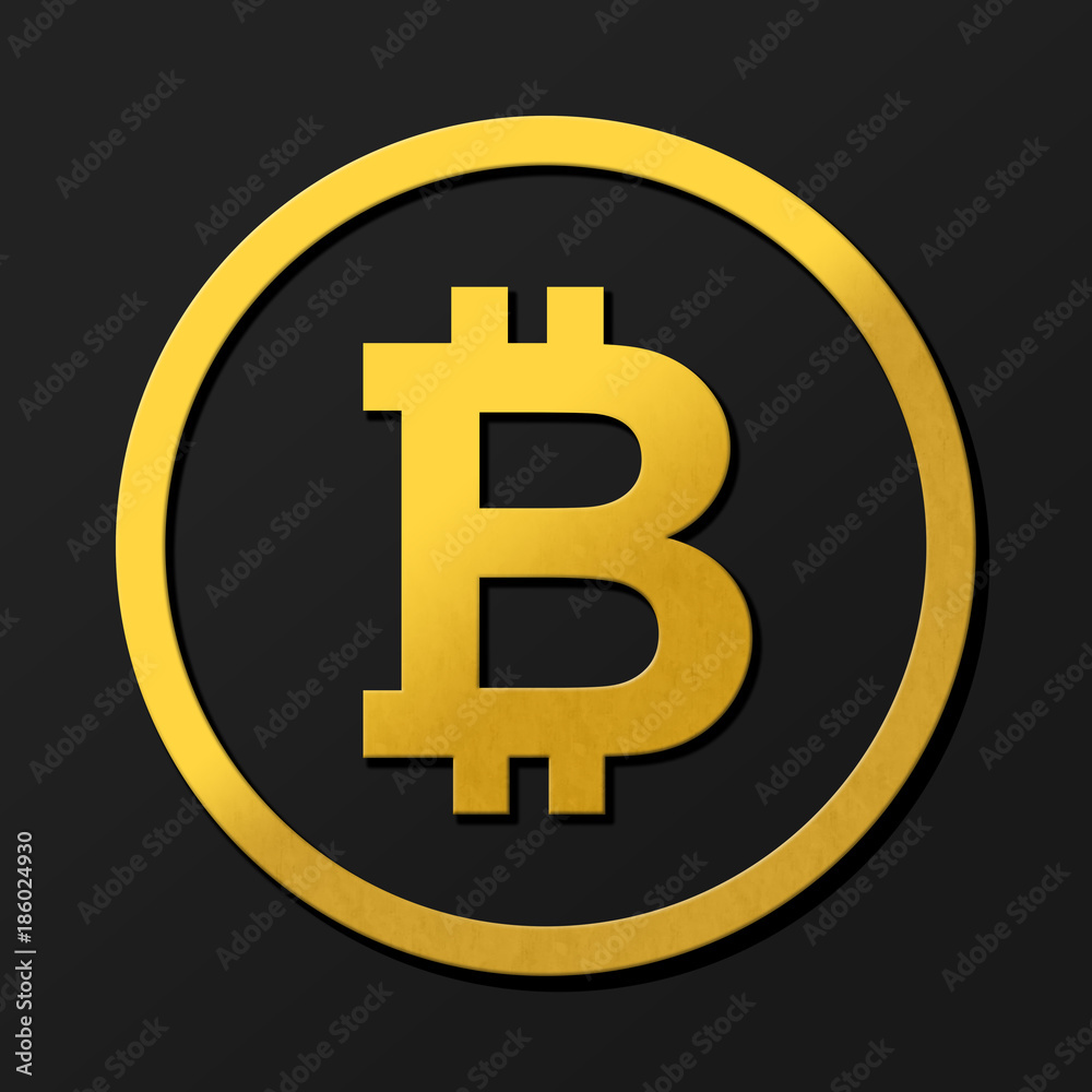 Dark bitcoin 3D coin logo illustration in gold with shadows. Rendering with  shading and high closs golden B symbol concept. 스톡 사진 | Adobe Stock