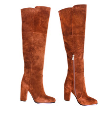 Wall Mural - Female suede jack boots pair isolated.