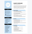 Minimalist CV template blue color