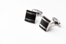Cufflinks Silver On White Backgrounds