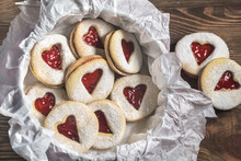 Heart Shaped Cookies With Strawberry Filling