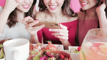 Poster - woman take picture in restaurant