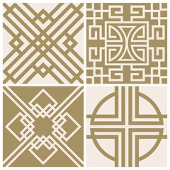 Traditional japan, asian vector seamless patterns set