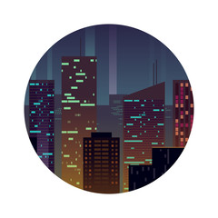 Sticker - Night city with shining buildings