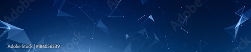 Photo Dark blue plexus panoramic hero background