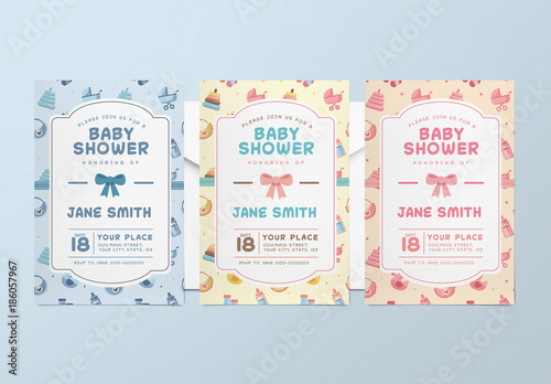 3 Baby Shower Invitation Layouts Buy This Stock Template And