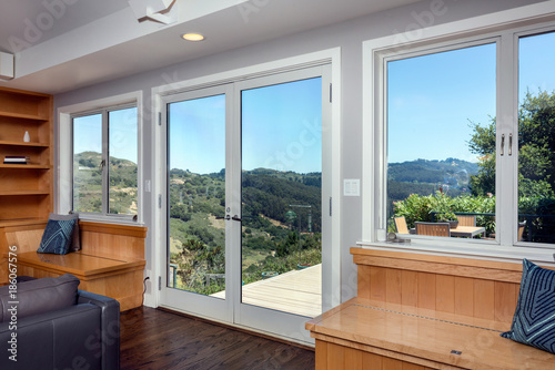 Fotografie, Obraz Panorama House Home with double aluminum doors and windows.