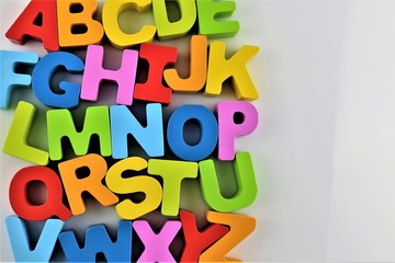 An concept Image of a Alphabet Baby toy - letters - with copy space