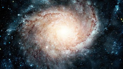 Flight near a rotating spiral galaxy. Abstract Loopable Background.