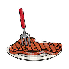 Poster - Meat on dish icon vector illustration graphic design