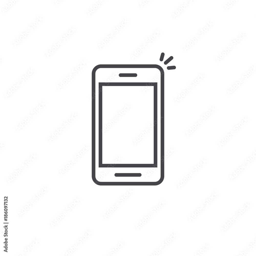 Mobile phone icon vector, line art outline style of smartphone symbol ...