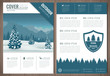 Outdoors flyer design with mountains landscape. Brochure headline for Sport and Recreation. Vector