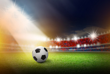 Wall Mural - Football on soccer stadium with light