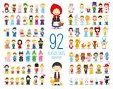 Fototapeta Fototapety na ścianę do pokoju dziecięcego - Kids Vector Characters Collection: Set of 92 Classic Tales Characters in cartoon style