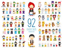Kids Vector Characters Collection: Set Of 92 Classic Tales Characters In Cartoon Style