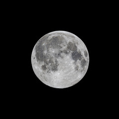 Wall Mural - high contrast full moon on black night sky background