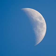 Wall Mural - moon - waxing crescent against blue sky background