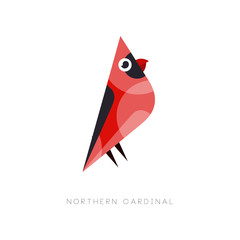 Wall Mural - minimal logo design of northern cardinal. abstract bird with bright red plumage. isolated flat vecto